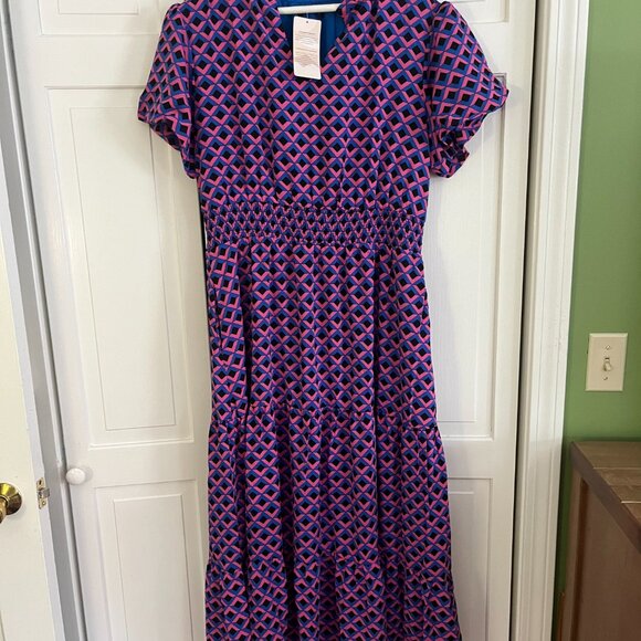 MASCOMODA Summer Maxi Dresses for Women 2025 Casual V Neck Puff Short Sleeve Smo - Picture 6 of 10